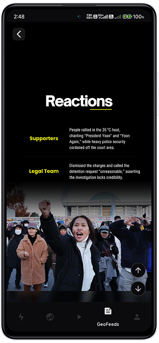 GeoShots video content screen